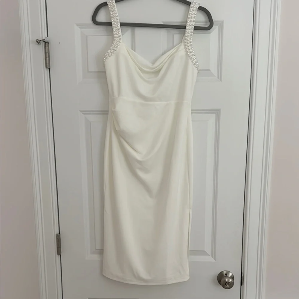 Oh Hello - SALENA PEARL DETAIL BODYCON MIDI DRESS - Large - Picture 2 of 4